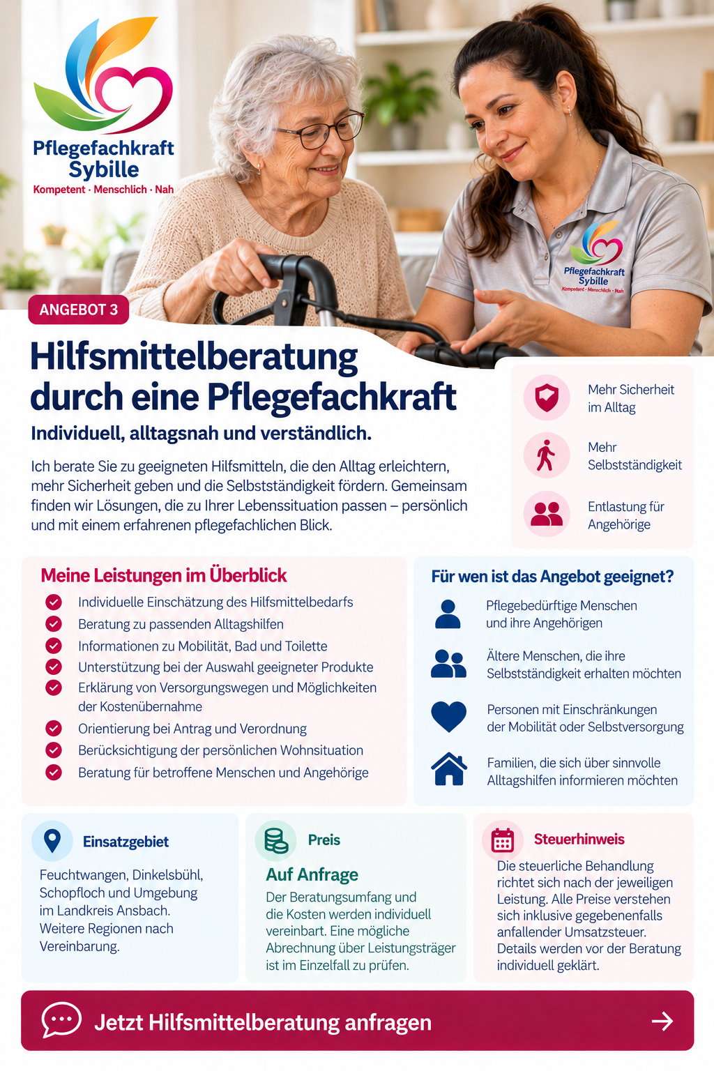 Hilfsmittelberatung durch eine Pflegefachkraft – individuell & alltagsnah